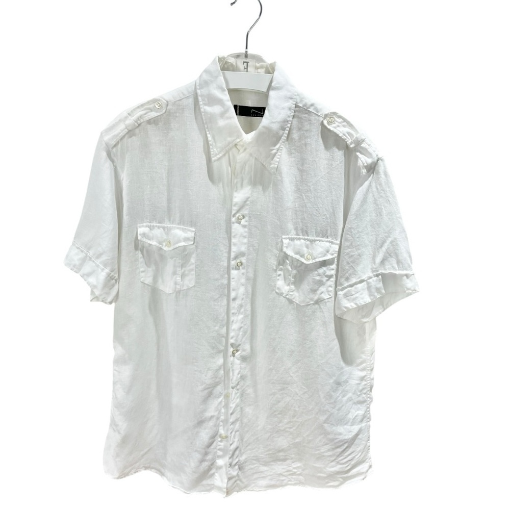 Nanibon Fuzzi White Linen Short Sleeve Safari Shirt Size L - Picture 2 of 9